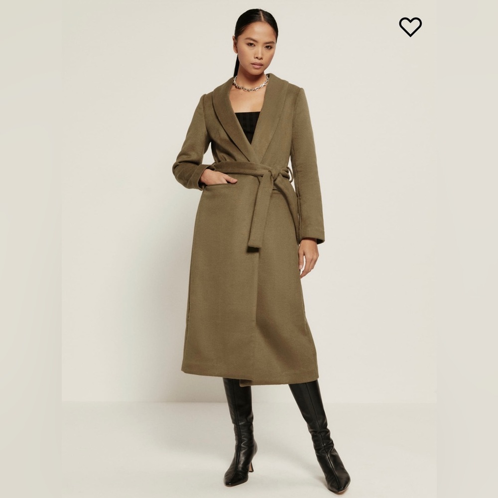 Reformation Wool Blend Coat Olive